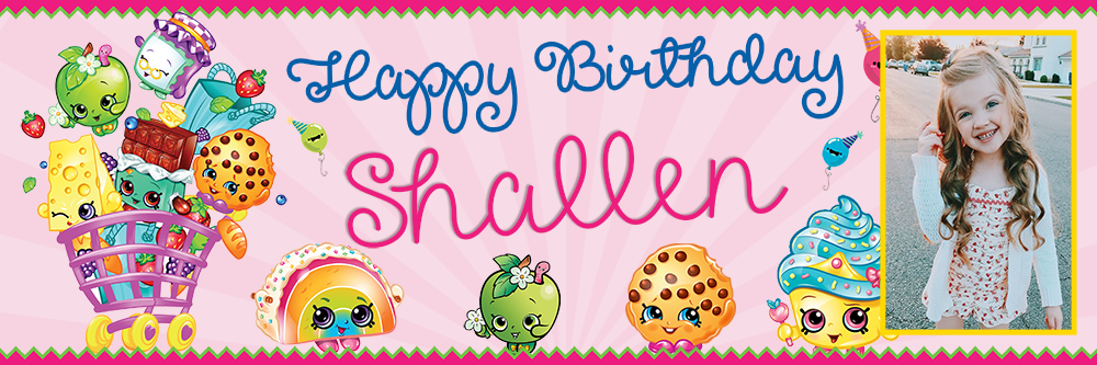 Stylish banner for your Birthday with Shopkins theme