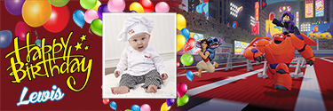 Custom banner with Baymax running all around