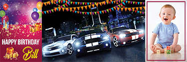 Custom Birthday banner with some of the beautiful cars to be part of your Birthday