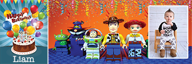 Colorful Toy Story birthday banner