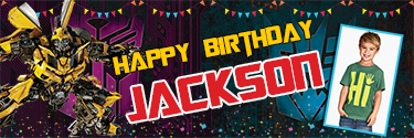 The Transformers birthday banner with Bumblebee