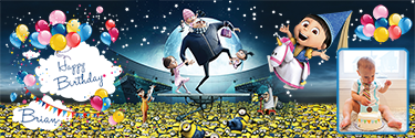 Gru Character DespicableMe Themed Custom Photo Birthday Banner