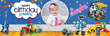 Lego Master Builders Theme Personalised Photo Birthday Banner