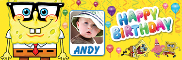 SpongeBob themed personalised photo birthday banner