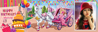 Beautiful birthday banner with Barbie looking Gorgeous