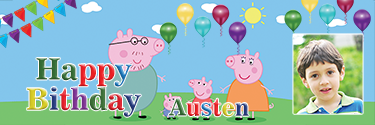 Mummy Daddy Pig Characters Peppa Pig Personalised Birthday Banner