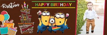 Customized banner with Minions on it for your Birthday celebrations