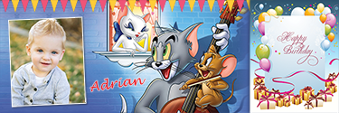 Tom and Jerry Birthday banner with a beautiful theme